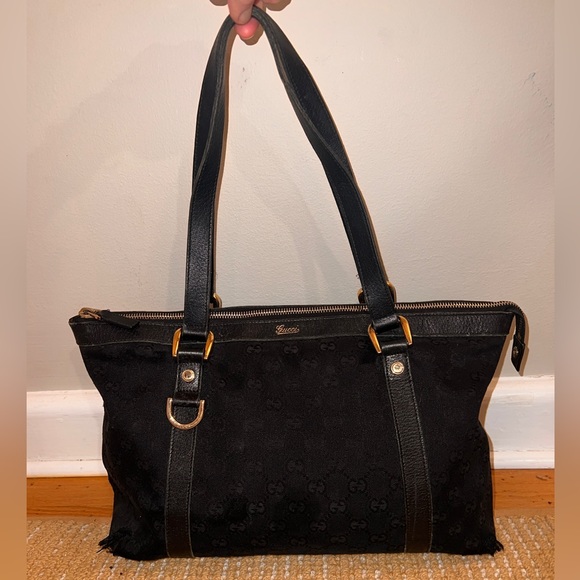 Gucci Handbags - Vintage Gucci Black Jolicoeur Monogrammed Handbag Tote Bag